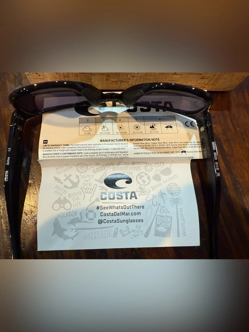 Costa Del Mar Black Woman’s Salina Sunglasses with polarized gray lenses 6S9051
